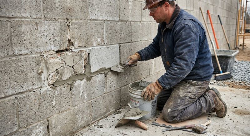 Cinder Block Wall Repair in Barrow County, GA