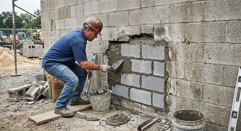Cinder Block Wall Repair in Conyers, GA