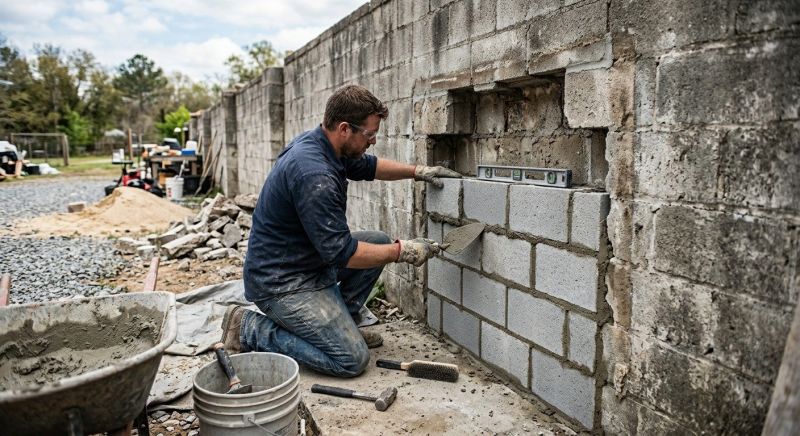 Cinder Block Wall Repair in Gwinnett County, GA