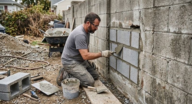 Cinder Block Wall Repair in Rockdale County, GA