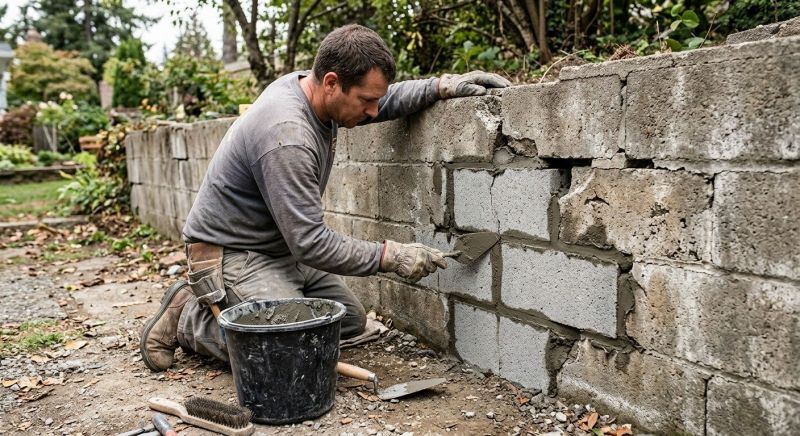 Concrete Block Wall Repair in Gwinnett County, GA