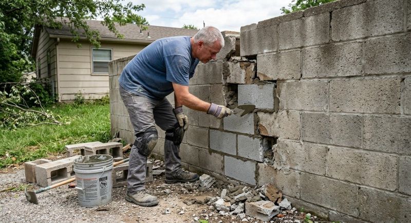 Concrete Block Wall Repair in Gwinnett County, GA