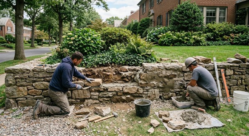Stone Wall Repair in Auburn, GA